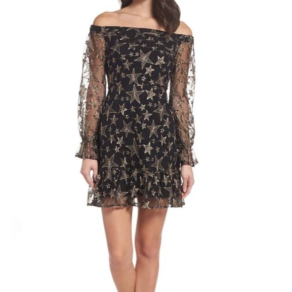 NWT Sam Edelman Black Gold Metallic Dress - Picture 4 of 5